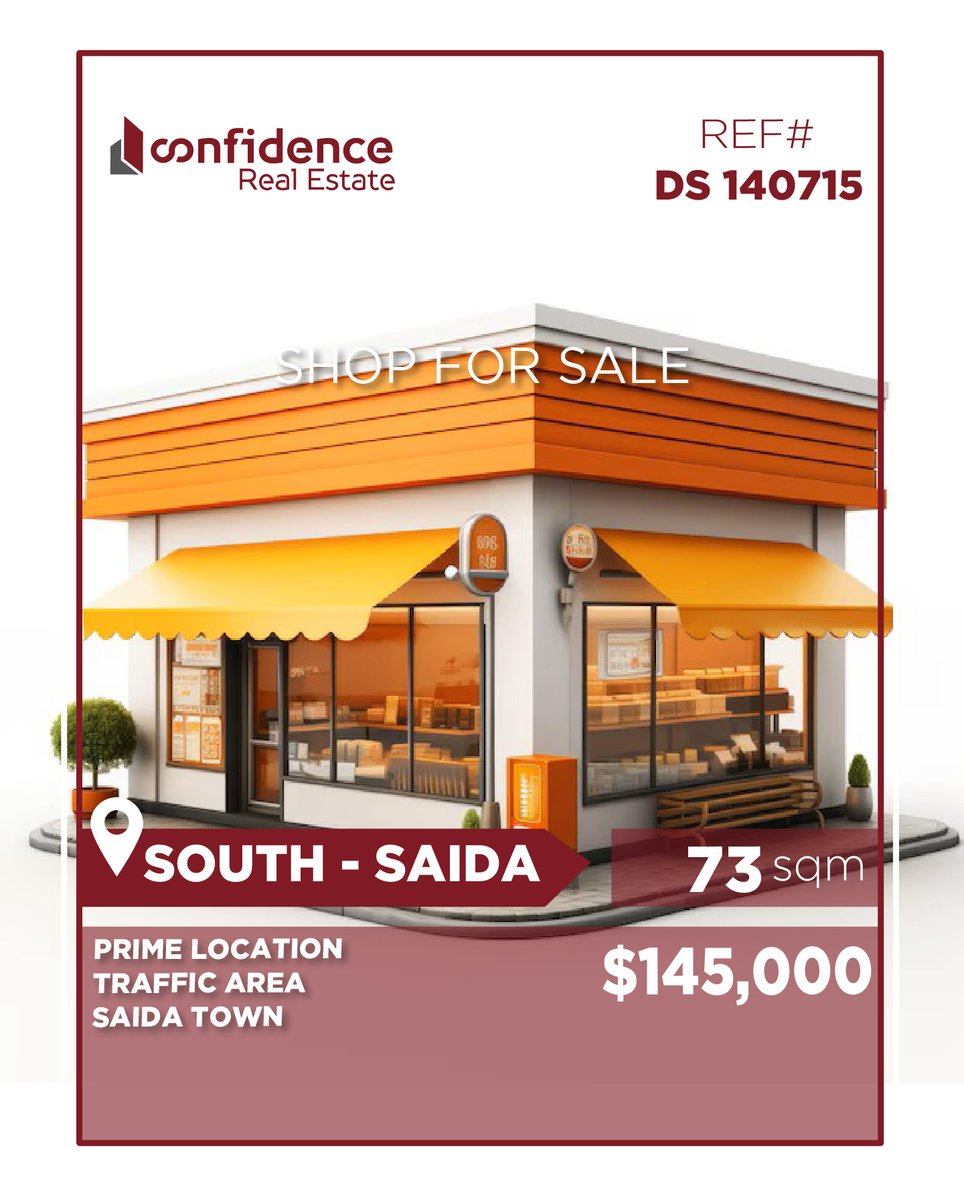 confidence_cre's tweet photo. Price: 145 000$ + 2.5% commission
Prime Commercial Shop in a Busy Area – Saida
A 73 SQM commercial shop
FOR MORE INFO DO NOT HESITATE TO CONTACT US ON :71000850
REF#DS140715
#Saida #SaidaRealEstate #Sidon #SidonRealEstate
#CONFIDS
J https://t.co/GZpKs8mQe9