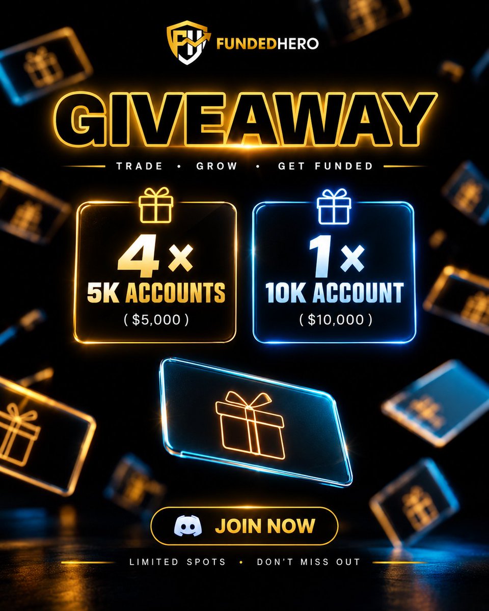 smfxofficial's tweet photo. 🎉 FUNDEDHERO × SMFX GIVEAWAY 🎉

We’re giving away 5 FundedHero accounts to 5 lucky winners! 🏆

🎁 $30,000 TOTAL IN PRIZES!

🥇 1 × $10K FundedHero Account
🥈 4 × $5K FundedHero Accounts

HOW TO ENTER

1️⃣ Follow @FundedHeroX , @smfxofficial & @devilfx_smfx
2️⃣ Like this post ❤️
3️⃣ Repost this post 🔄
4️⃣ Comment below 💬
5️⃣ Join the SMFX Discord 🤝

🔗 Join SMFX:
https://t.co/mEkfNt5NVE

✅ Complete all the tasks to qualify for the giveaway.

Your next opportunity could be the one that takes your trading journey to the next level. 📈

5 Winners. 5 Accounts. One opportunity.
Good luck to everyone! 🖤