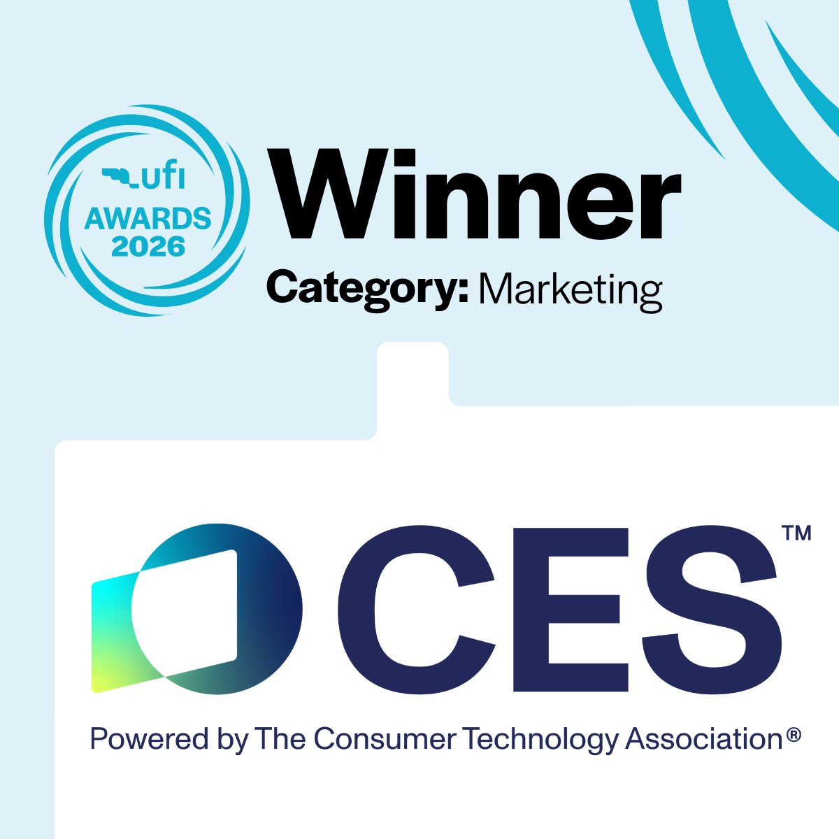 UFILive's tweet photo. 🏆 @CES is the winner of the 2026 UFI Marketing Award!

📌 This year's Award theme was “Excellence in AI-Driven Marketing: Enhancing exhibition value and innovation through AI in marketing”. 

🔗 DISCOVER THEIR ENTRY: https://t.co/wfDMDhpqtQ

#ufi #ufiawards #CES #CTA #eventprofs https://t.co/qKso6dbFLM