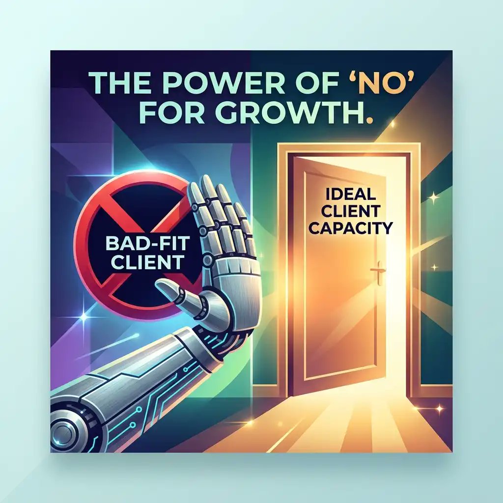 masterclass_the's tweet photo. Saying 'No' is your most powerful growth strategy. Every time you say yes to a bad-fit client, you eat up the capacity needed to serve a great one. Guard your time.
#TheMasterclassSessions #BusinessBoundaries #StrategicGrowth #EntrepreneurLife #TimeIsMoney https://t.co/cOpStDkWrd