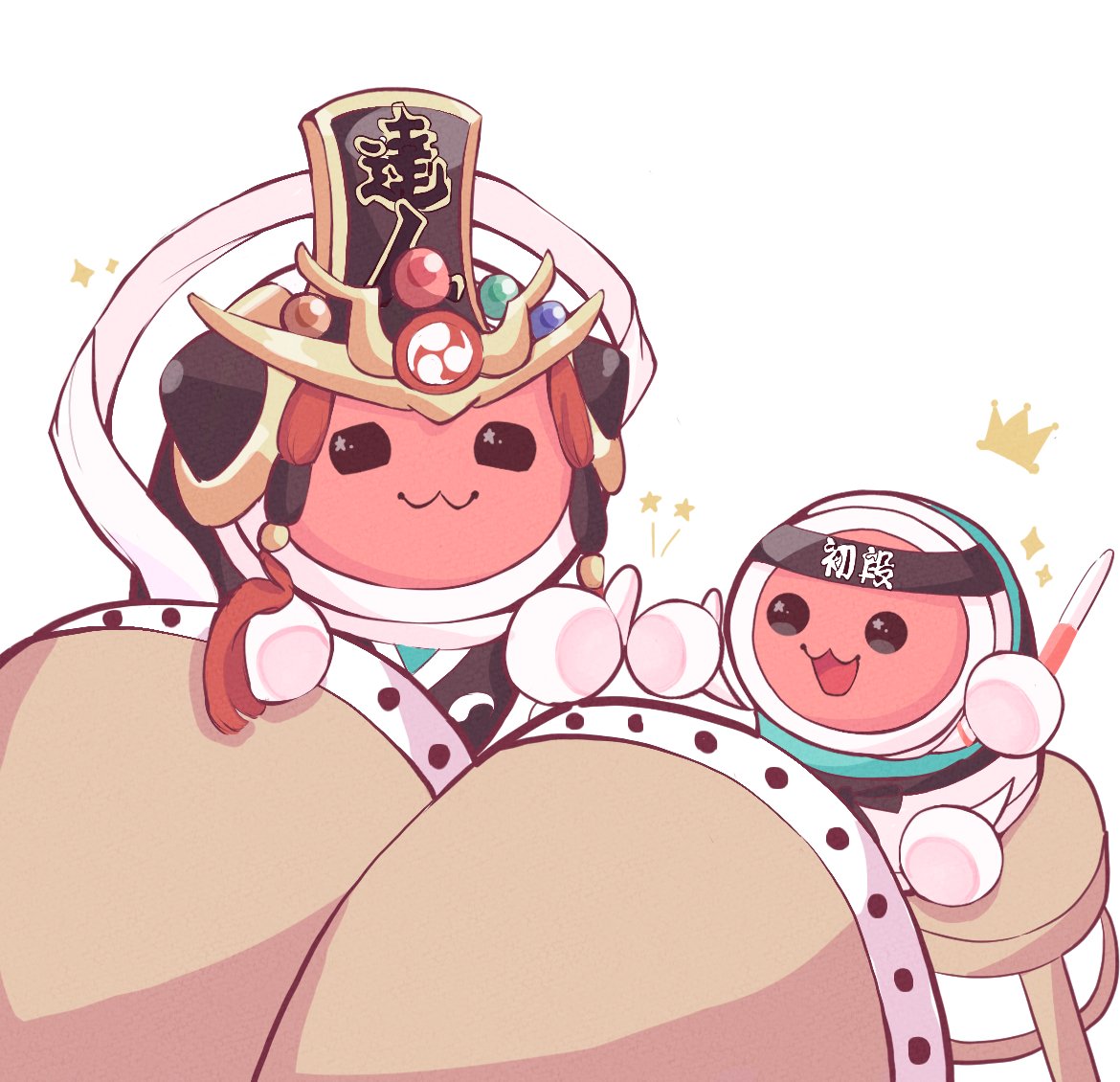 LOVE_Baramazyo's tweet photo. 太鼓やってる中で一番ほっこりした場面の再現イラスト
小学校低学年くらいの初段の子がフルコンして喜んでたのを達人のお兄さんも一緒に喜んでた☺️
こういう温かい心もったドンだーさんもいるんだってこと知って欲しい（╹◡╹）♡ https://t.co/cBbrgpqmra