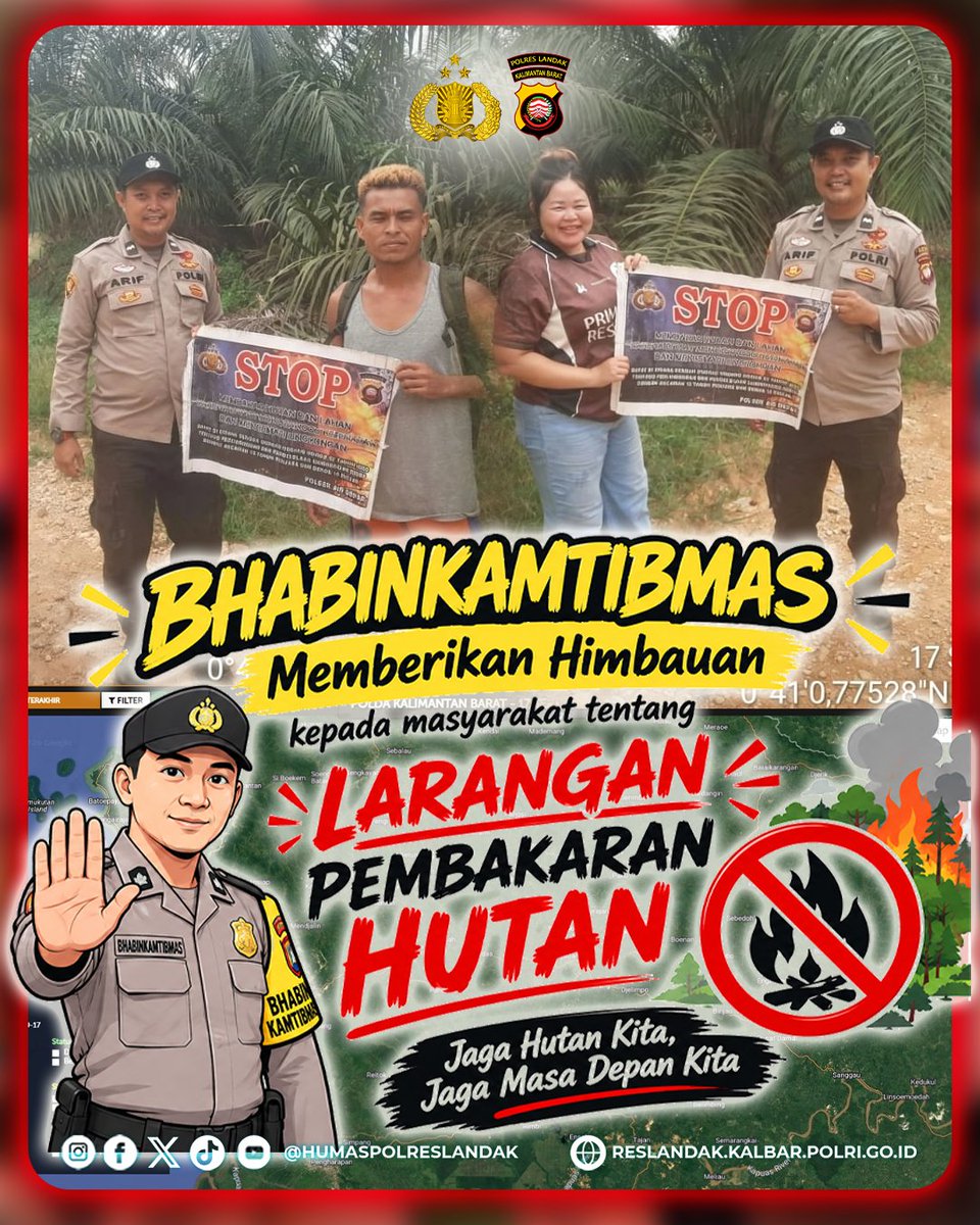 reslandak's tweet photo. Polsek Air besar memberikan Himbauan kepada Masyarakat Kecamatan Air besar Larangan Pembakaran Hutan.
#PolresLandak #PoldaKalbar #HumasPoldaKalbar #BidHumasPoldaKalbar #BiroSdmPoldaKalbar https://t.co/tBbfa6u5iI