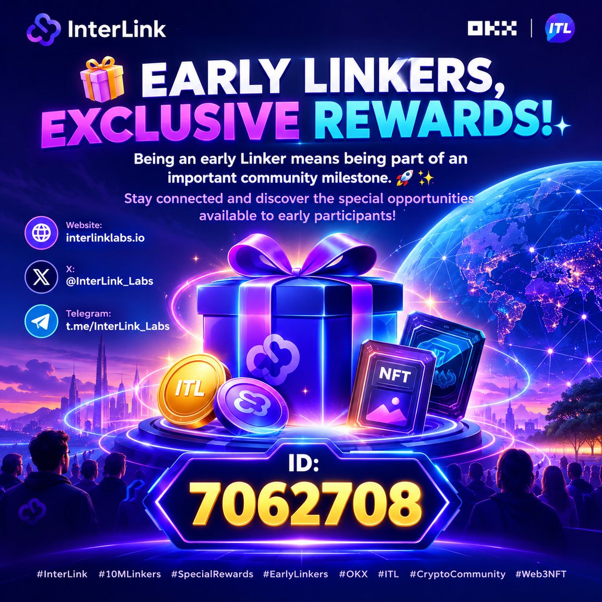 jacquesangaeu's tweet photo. 🎁🌟 EARLY LINKERS, SPECIAL REWARDS! 💜🌐
Being early can mean being part of something spec
🌐 Website: https://t.co/SabVyWeoj0
🐦 X: @InterLink_Labs
📢 Telegram: https://t.co/N2Qdlnutmz
#InterLink #10MLinkers #SpecialRewards #EarlyLinkers #OKX #ITL #CryptoCommunity #Web3NFT https://t.co/AdCJ36222w