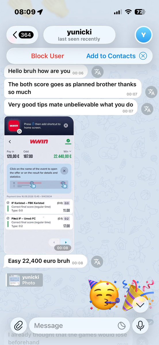 creator__bet365's tweet photo. Happy customer from the vip group win Succesfully 🏆 🔥✅🎊💥

120,00€ to win 24,440,00€ 🎉

💥 💥 Congratulationsfrom Malta 🇲🇹 

I really don’t like to publish my conversation with my clients. But if I do it this time, it’s a way to tell others that we’re not here to joke.

... https://t.co/aVVXHSIJjg