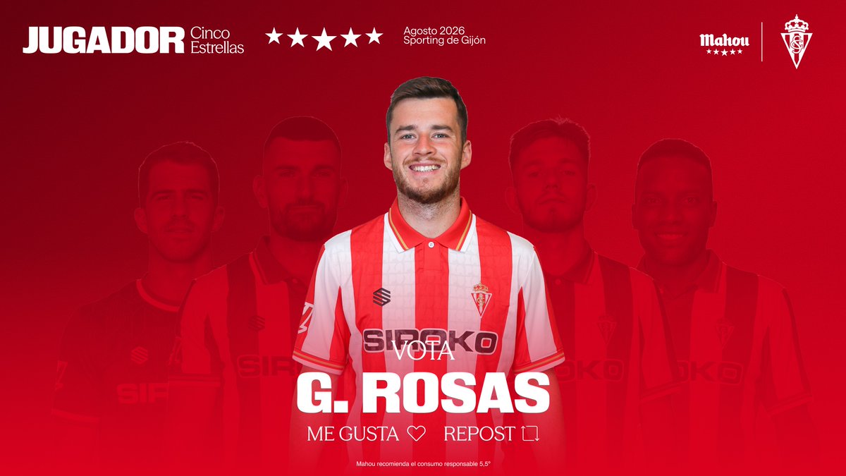 futbolmahou's tweet photo. RT o ♥ si @Guillerosas_2 ha sido el #JugadorCincodeCinco del @RealSporting en agosto. (2/5) https://t.co/QICxFVdroX