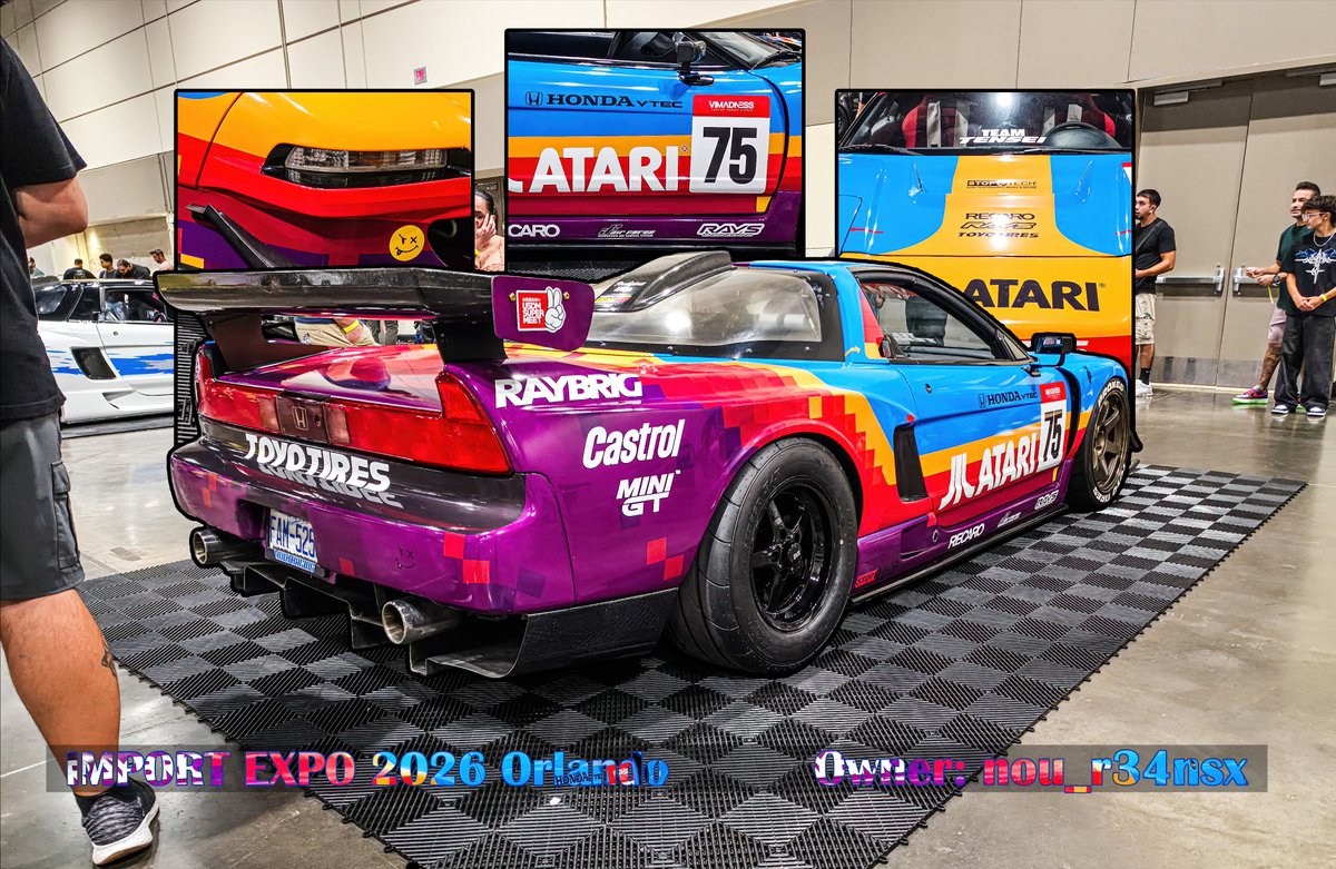 NedEnniscigt's tweet photo. Custom Atari Livery Acura NSX "Honda" 
Owner: @nou_r34nsx 
At the 2026 @importexpo. tm Event at @orangecountyconventioncenter in Orlando, Florida... https://t.co/e6difxrt1s