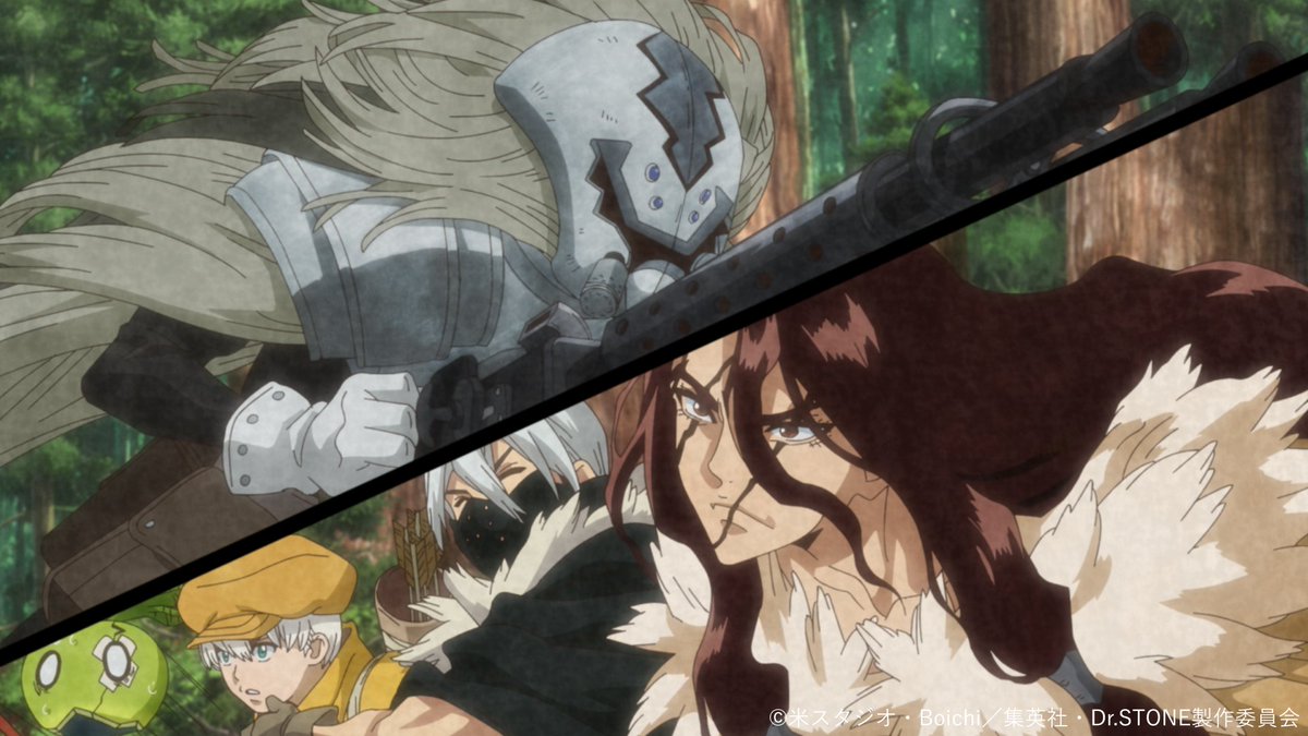 DrSTONE_exh's tweet photo. ━━━━━━━━━━━━━━━━ 🚀
TVアニメ「Dr.STONE」展 開催記念
        ストーリーを振り返り!!
🧪━━━━━━━━━━━━━━━

🧪第４期５話 「DOCTOR VS. DOCTOR」🧪
高度な科学力を持つ復活者に襲われた千空たち。自らスパイとして敵城に乗り込んだゲンは、敵のリーダーである科学者・Dr.ゼノと対面し、尋問を受ける。無線から千空たちにコンタクトを取ってきたゼノは、ゲンの偽情報から大樹との対話を要求し、緊迫の交渉がスタート！そして、千空たちはゼノ軍との対決に備え、ペルセウス号のパワーアップを試みる！

「科学王国 VS 科学王国の 速攻戦……!!」

🗨️この話数で好きなシーンは？
コメントや引用リポストで教えてください🪨

TVアニメ「Dr.STONE」展は2026年12月より東京で開催予定✨
#DrSTONE