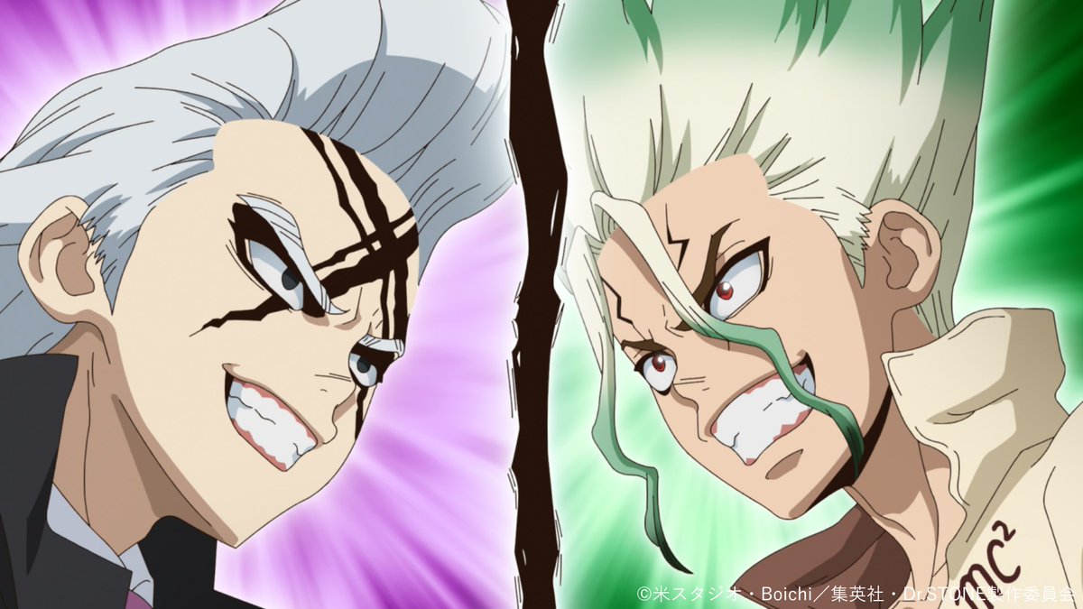 DrSTONE_exh's tweet photo. ━━━━━━━━━━━━━━━━ 🚀
TVアニメ「Dr.STONE」展 開催記念
        ストーリーを振り返り!!
🧪━━━━━━━━━━━━━━━

🧪第４期５話 「DOCTOR VS. DOCTOR」🧪
高度な科学力を持つ復活者に襲われた千空たち。自らスパイとして敵城に乗り込んだゲンは、敵のリーダーである科学者・Dr.ゼノと対面し、尋問を受ける。無線から千空たちにコンタクトを取ってきたゼノは、ゲンの偽情報から大樹との対話を要求し、緊迫の交渉がスタート！そして、千空たちはゼノ軍との対決に備え、ペルセウス号のパワーアップを試みる！

「科学王国 VS 科学王国の 速攻戦……!!」

🗨️この話数で好きなシーンは？
コメントや引用リポストで教えてください🪨

TVアニメ「Dr.STONE」展は2026年12月より東京で開催予定✨
#DrSTONE