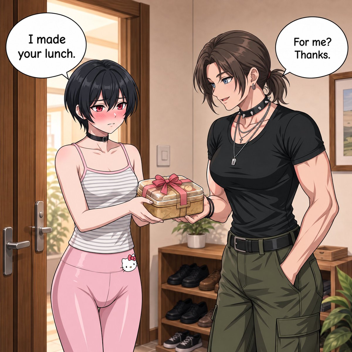 widi0001's tweet photo. "I made your lunch!"  

Is a boyfriend who gets up early, cross-dresses, and packs a lunch box for you good??? https://t.co/Mg8To0bJkC