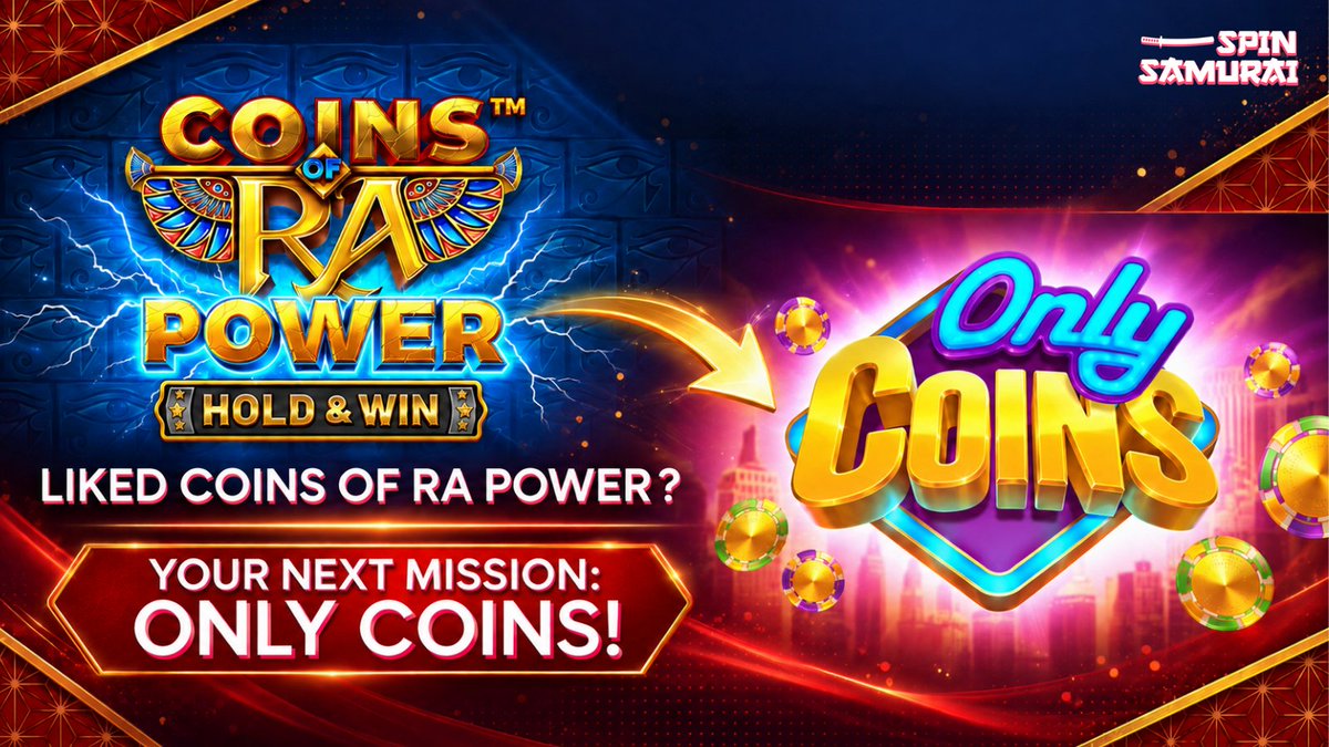 SpinSamurai1's tweet photo. Liked Coins of Ra Power? 

 Your next game discovery is Only Coins by Gamzix. A brighter setting, a different atmosphere, and a new title to explore. 

🪙 Which one gets your pick?  

A: Coins of Ra Power 
B: Only Coins

Discover coin slots -> https://t.co/S4wBijTu6E https://t.co/i9AQhxUBwx