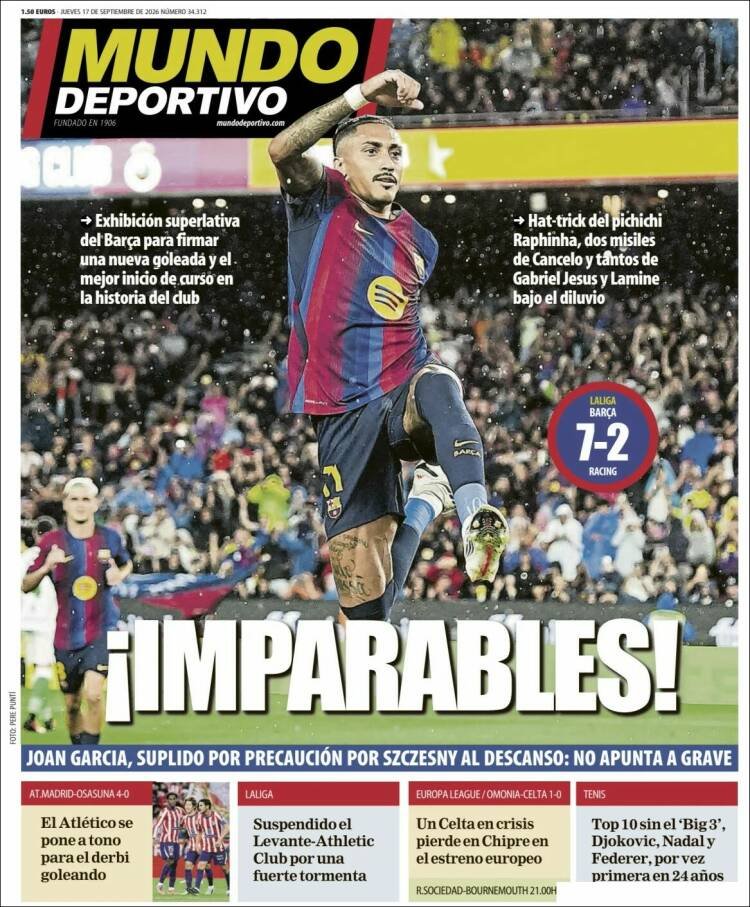 elchiringuitotv's tweet photo. ☕️ ¡¡BUENOS DÍAS!!      

🗞️Estas son las PORTADAS de la PRENSA DEPORTIVA del día de hoy. https://t.co/nFtMgzHTjZ