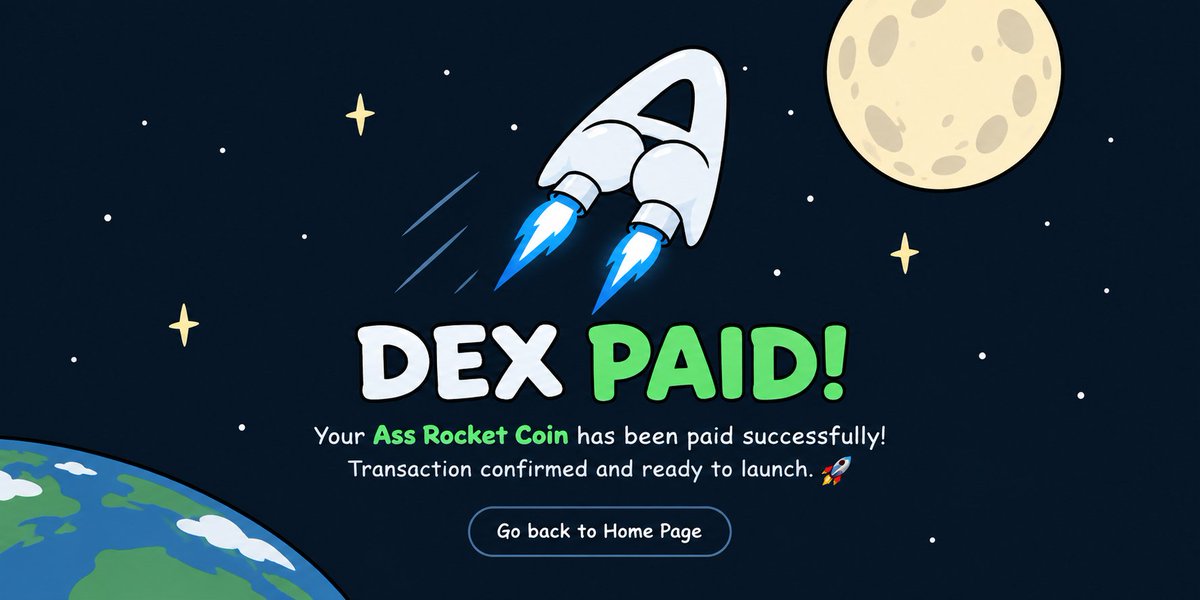 AssRocketCoin's tweet photo. Dex paid 

Time to moon 

https://t.co/AkpBxoAm9C https://t.co/mLAuDbd9b9