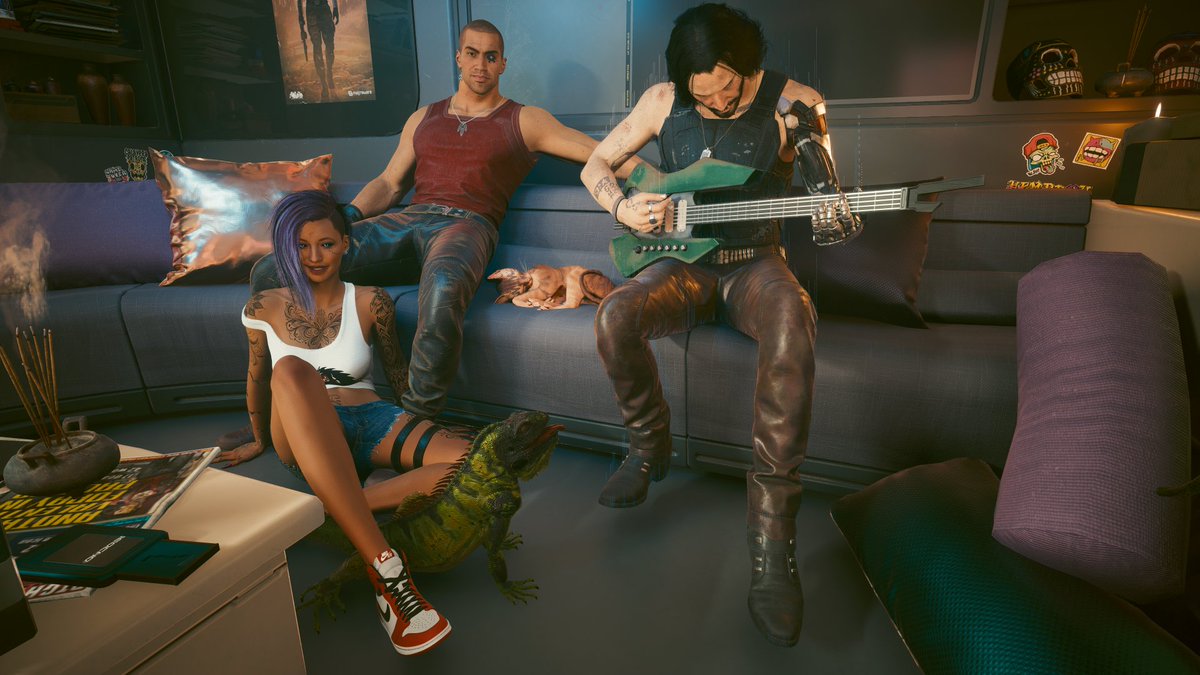 KahymaFR's tweet photo. 📸: V, River, Johnny & pets
🎮 : #Cyberpunk2077 @CyberpunkGame
🧑💻: @CDPROJEKTRED
#Cyberpunk2077PhotoMode
#VirtualPhotography #PhotoMode #ThePhotoMode #VPGamers #TheCapturedCollective #WorldofVP #Landofvp #ArtisticofSociety
#FemV #RiverWard #JohnnySilverhand #Nibbles #Iguana https://t.co/7dK57aEyme