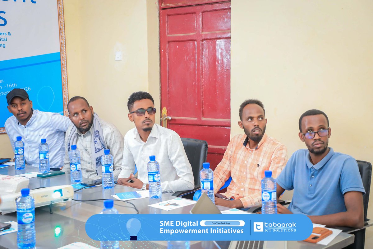 TabaarakICT's tweet photo. The two-day training we conducted for owners and managers of small and medium-sized enterprises (SMEs) has successfully concluded in Baidoa.

The training focused on how digital solutions can be used for business management, sales, inventory, accounting, and business data management, while introducing participants to the benefits of Digital Management Systems and POS Solutions.

Our goal is to ensure that Somali business owners gain the knowledge they need to effectively leverage technology and improve their businesses.

#Adding_Value_to_Your_Business_Through_Technology.
#TabaarakICT #SMEDigitalEmpowerment #SMEs #Somalia