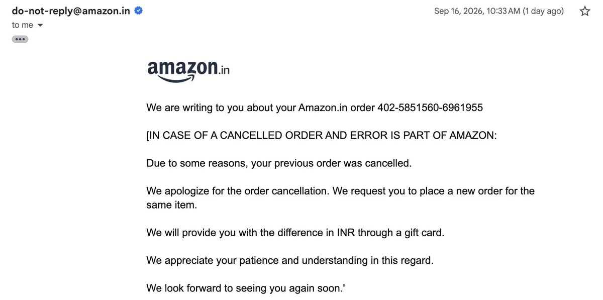 mahendrua's tweet photo. @amazonIN You team confirmed to me that the price difference will be issued to me because of a fault of Amazon. However now they are denying it. What kind of pathetic service is this? https://t.co/uyG6dN9j8h