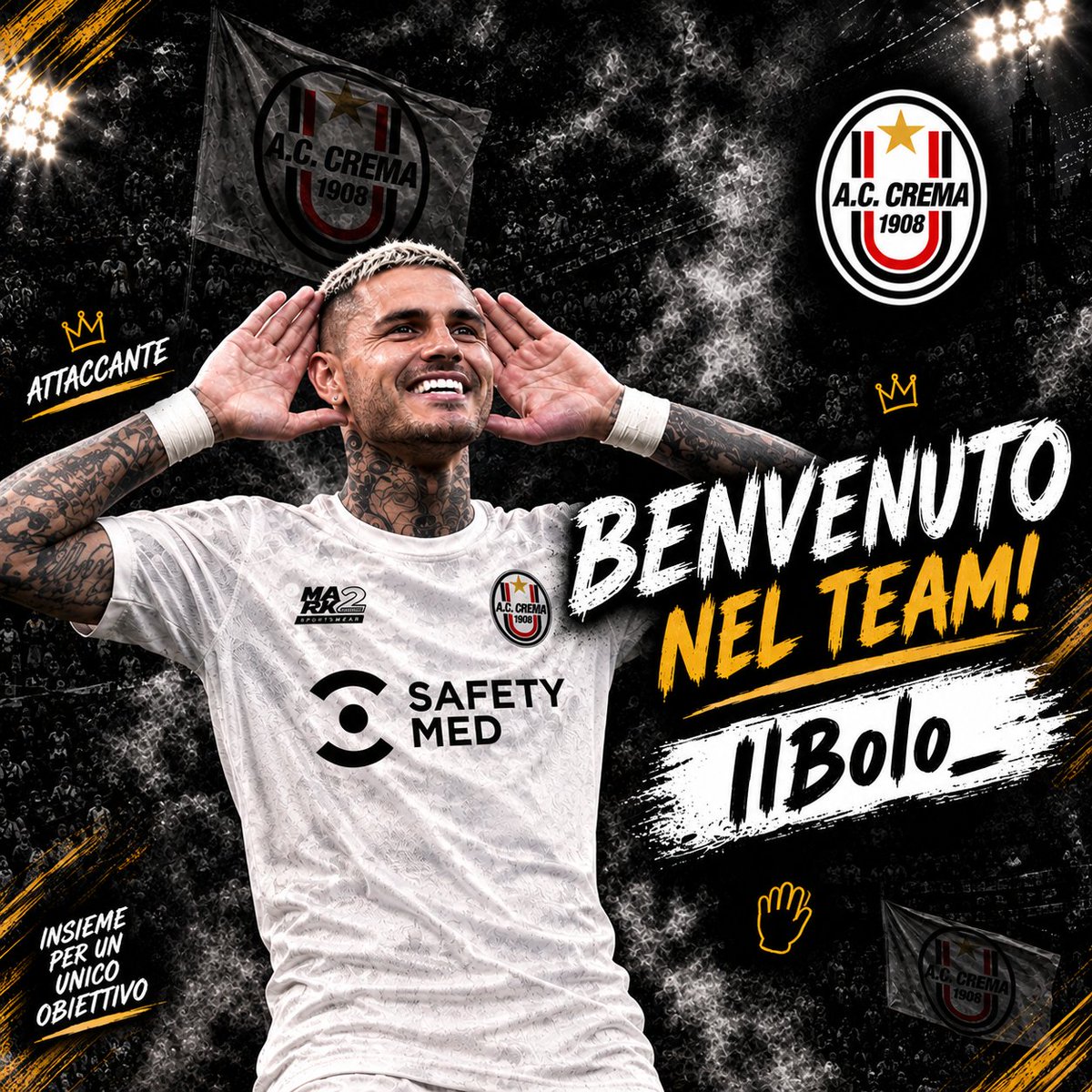 ACCrema1908's tweet photo. Gli AC CREMA 1908 sono lieti di annunciare l’arrivo di un nuovo attaccante, un giocatore di grande qualità, tecnica e senso del gol.
🔥 Velocità, potenza e fiuto per la rete saranno le sue armi per aiutare la squadra a raggiungere nuovi obiettivi.
Benvenuto 
@IlBOLO__ https://t.co/u0sQqOHmEm