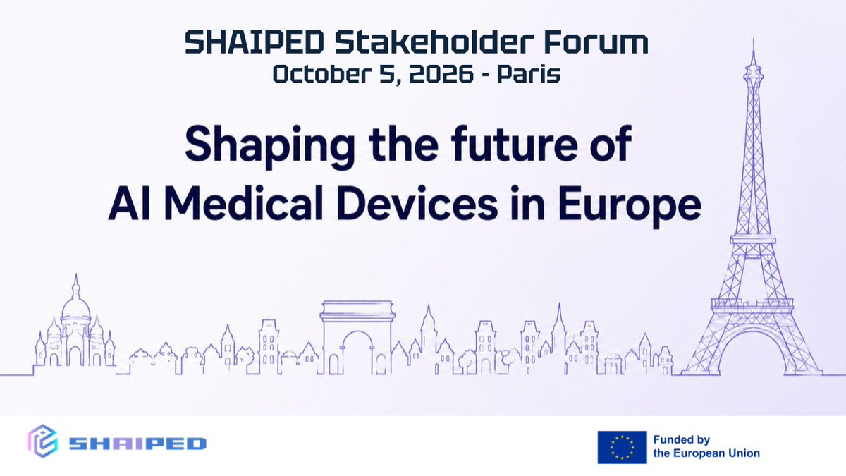 healthdatahub's tweet photo. 🌍 “Advancing AI Medical Devices in the European Health Data Space (#EHDS)”
We’re looking forward to the @SHAIPEDX Stakeholder Forum in Paris !

📅 Monday, 5th of October, 2 - 6 PM
📍 @PariSanteCampus, France, and online
🔗 Find out more and register: https://t.co/hU8Tti2htc https://t.co/dUKAzsmm0k