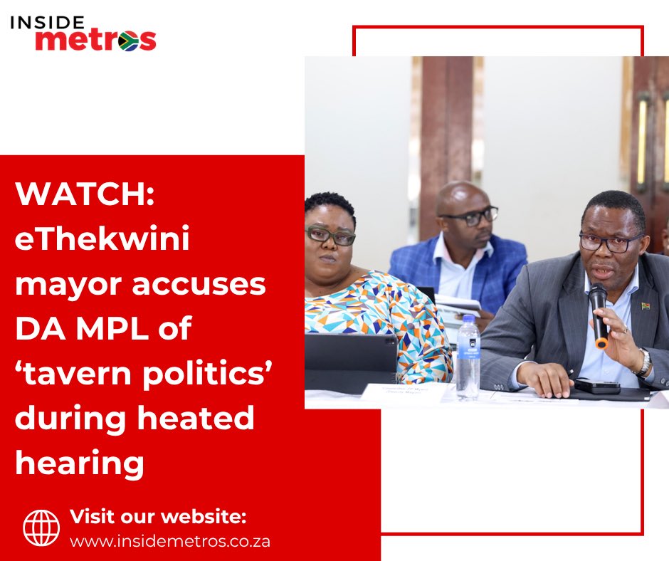insidemetrosza's tweet photo. The Section 132 #CoGTA hearing in #eThekwini turned heated today after Mayor #CyrilXaba accused Committee Chairperson #MarlaineNair of using the platform to advance political agendas.
Read more on https://t.co/FQgEG2zuKV
#insidemetro #southafricannews https://t.co/feB9Ja29Az