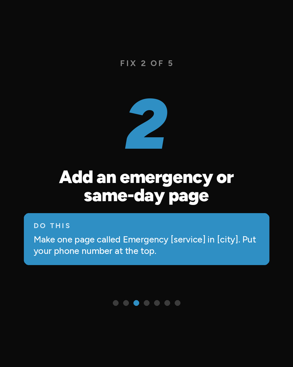 connorcedroseo's tweet photo. Same-day calls from same-day search.

Five fixes for the most urgent search in home services.

Five fixes, one action each. All five inside.

#TampaSEO #LocalSEO

Full pest control breakdown: https://t.co/dSGssWaEMA https://t.co/c6o4GmTuqg