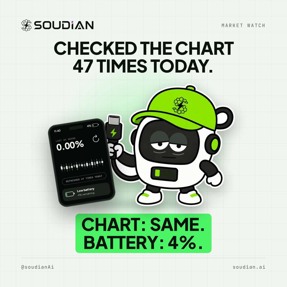 soudianAi's tweet photo. Touch grass. Or at least touch a charger. https://t.co/chqTCSyOiA