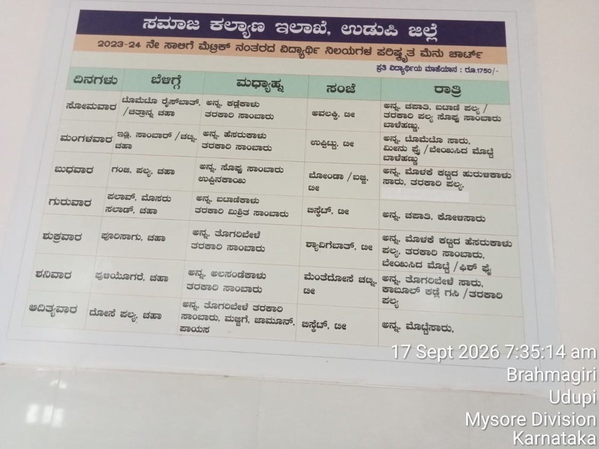 DBRGTUdupi's tweet photo. Lunch 
17-09-26
#SocialAudit_SWDMeals #SocialWelfare_Karnataka https://t.co/SGXZaxzfyb