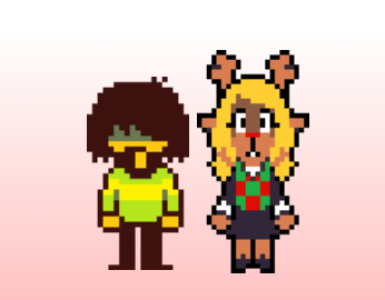 corndogfan2011's tweet photo. How I think the Kris/Noelle sprites would look like in 7b:
#deltarune #7b #weirdroute https://t.co/5QQUb5qckV