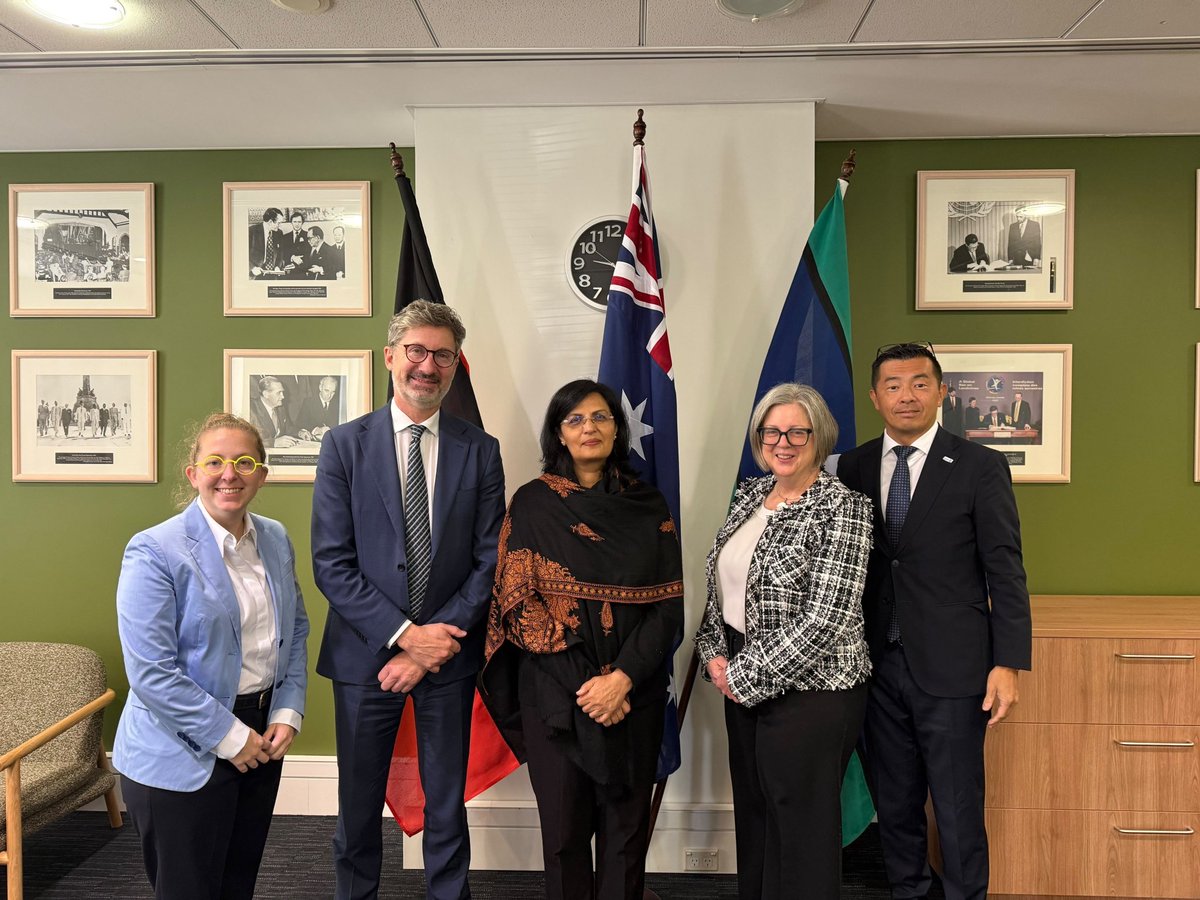 AmbGlobalHealth's tweet photo. Vaccination protects us all from diseases that know no borders. Australia’s support for @Gavi helps ensure Pacific priorities are heard and strengthens regional health security. It was a pleasure to meet CEO Dr @SaniaNishtar in Canberra to discuss our shared health goals. https://t.co/4xruePkqM3