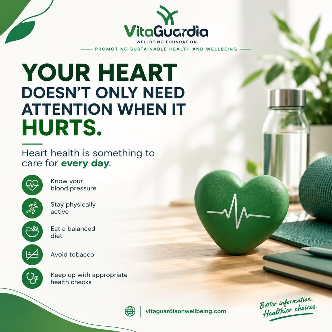 VitaGuardia's tweet photo. Your heart doesn’t only need attention when it hurts. ❤️

Know your blood pressure. Stay active. Eat well. Avoid tobacco. Pay attention to unusual changes.

Heart health is worth caring for before there’s a problem.

#VitaGuardiaWellbeing #HeartHealth #PreventiveHealth https://t.co/mL1xISp9IQ