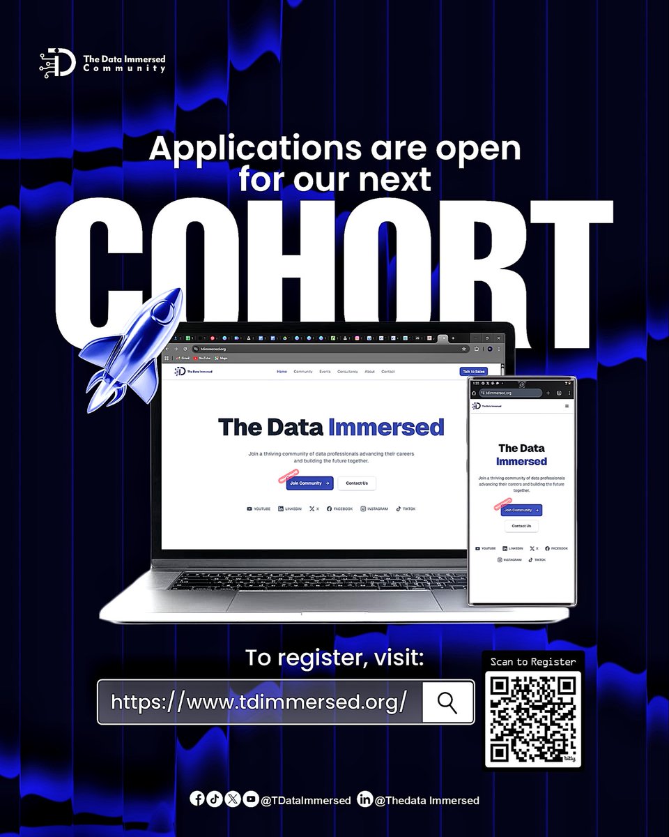 TDataImmersed's tweet photo. WE’RE BACK!

Something exciting is HERE!!!
Registration for our new cohort is officially open.
Ready to take the next step in your tech journey?stay tuned for more updates and click the link to register✨ https://t.co/d50nhD9dCM