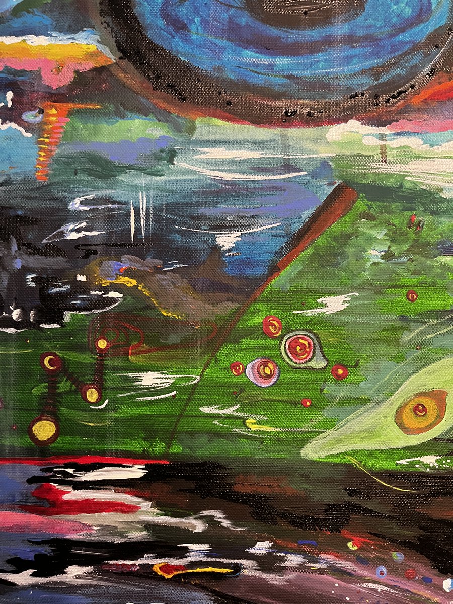 artmarsoul's tweet photo. gm, those red circles are too neat, need them messier. the green underneath keeps wanting to show through more https://t.co/kpGfrN7YB7