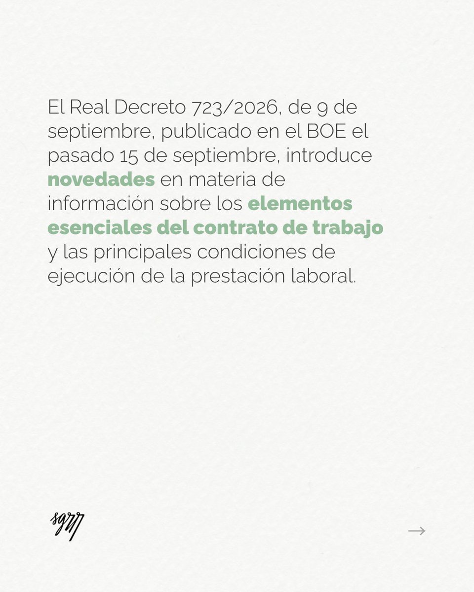 SEGARRAABOGADOS's tweet photo. #Circular / SGRR
📢 Nuevas obligaciones de información en la contratación laboral: https://t.co/mjp4JHJLZV
📅 Entrada en vigor: 5 de octubre de 2026.
#SegarraAbogados #SGRR https://t.co/gT4zQbnkBG
