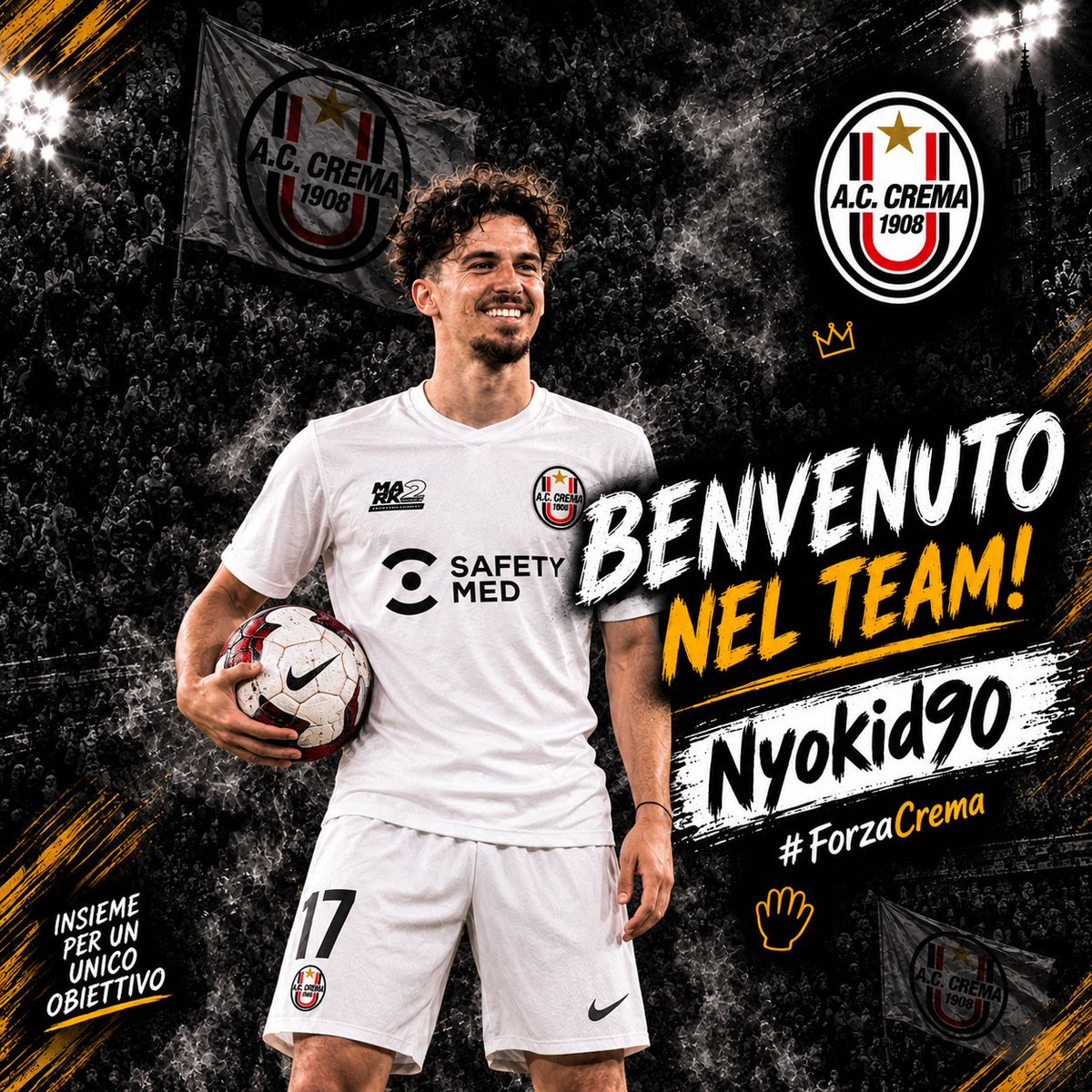 ACCrema1908's tweet photo. L’AC Crema 1908 presenta il suo nuovo centrocampista: esperienza, qualità e leadership al servizio della squadra.
Un giocatore pronto a dare equilibrio e carattere al centrocampo.
Benvenuto 
@Nyokid9O https://t.co/9QwbD8o2Sd