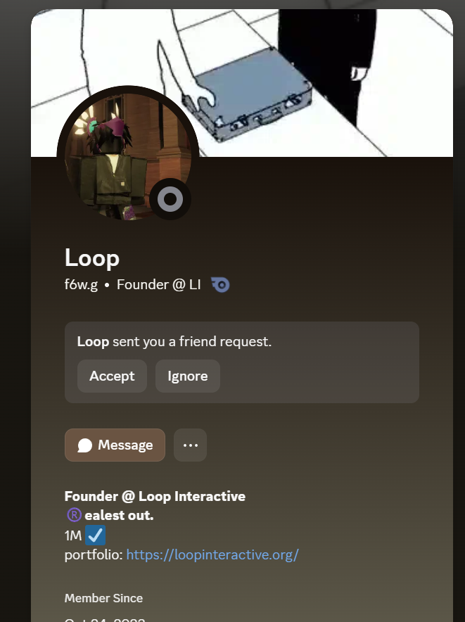 tycxly's tweet photo. ⚠️ROBLOX SCAM WARNING
Do not fall for this guy's scam. HE DOES NOT OWN MY STUDIO.
Previously logged scams : https://t.co/JDf2lIdrlL
f62.g (1166352283114668092) https://t.co/KqIUdFqp2C