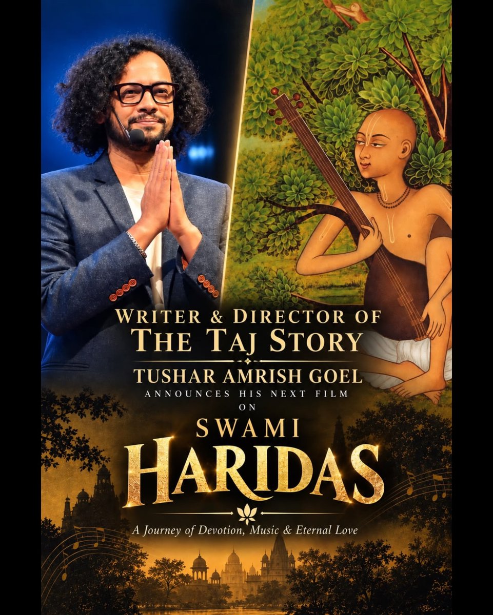 viralbhayani77's tweet photo. After creating waves with the much acclaimed #TheTajStory , the visionary director #TusharAmrishGoel announces his next directorial on Swami Haridas! This one is set to be bigger than ever.
@tusharamrishgoel
#ViralBhayani #Bollywood #SwamiHaridas https://t.co/5Gi14W8pTr