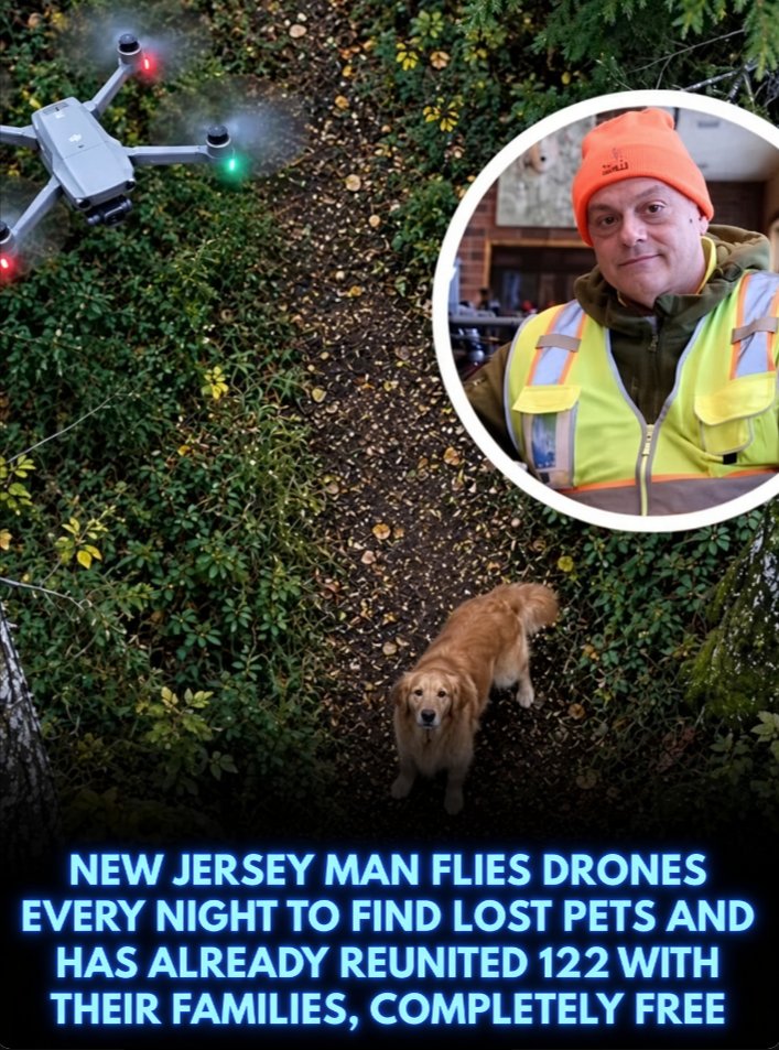 Rainmaker1973's tweet photo. This New Jersey man flies drones every night to find lost pets for free. He’s already reunited over 122 families. https://t.co/kH9qhlb6R6