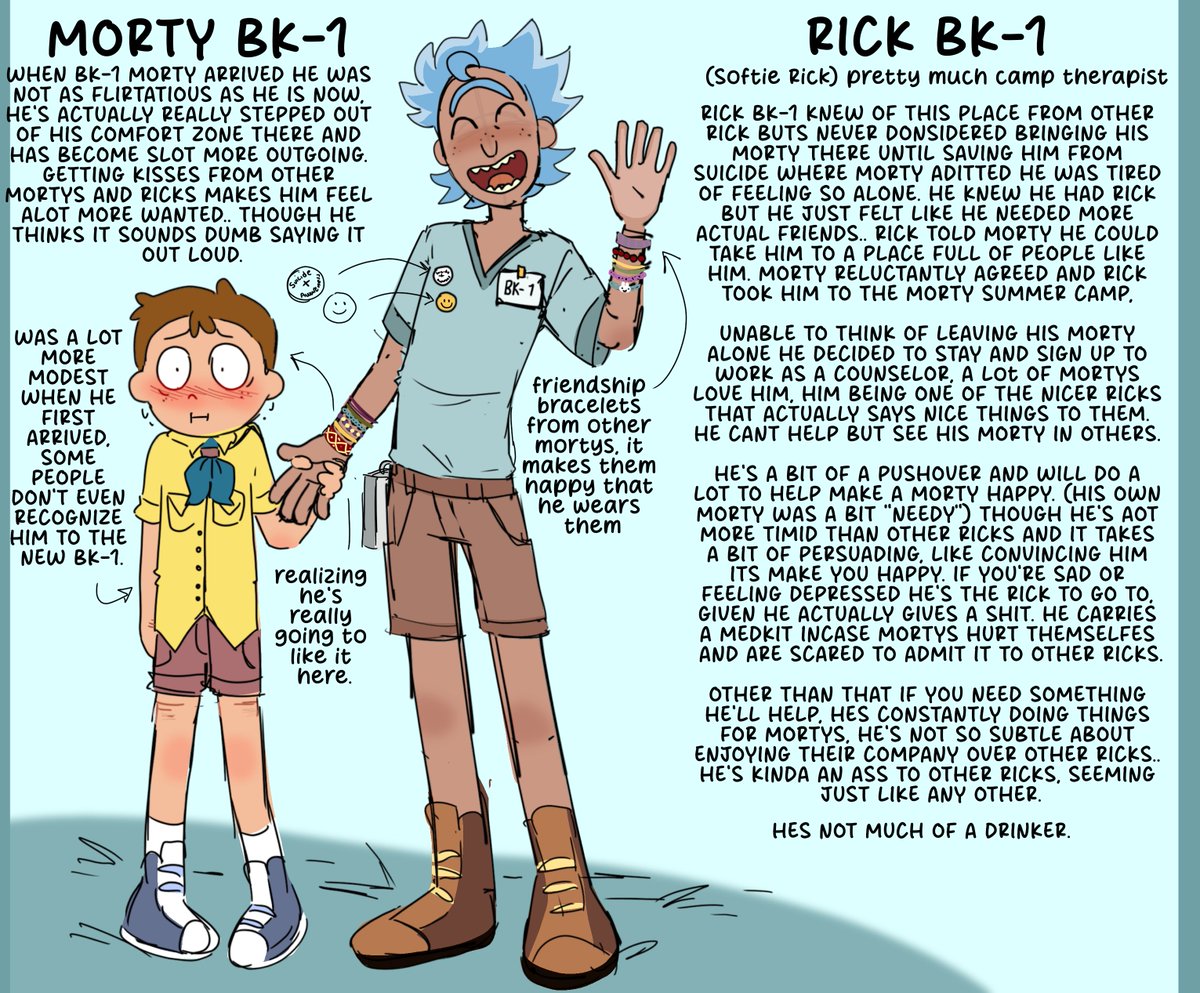 Skitterlingg's tweet photo. Bk-1 morty and his rick, softie ricks probably already a nickname but eh, hes a softie. There's spelling mistakes but I couldnt be bothered to fix them #mortysummercamp and a bit of implied #rickorty https://t.co/BQYYlgpeF4
