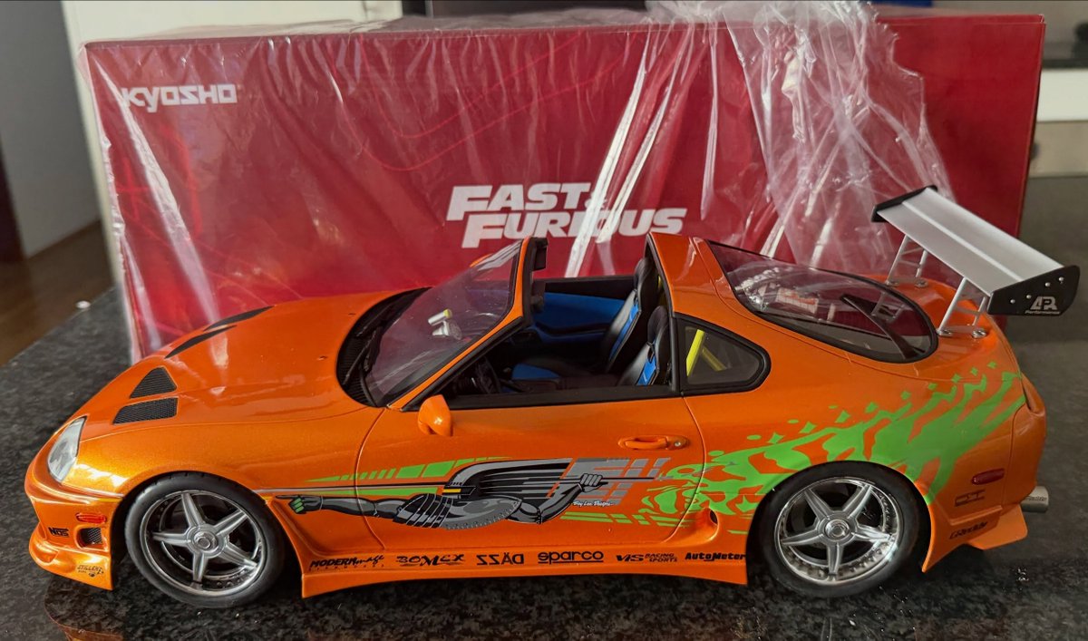 LaylaFutramtva's tweet photo. Can’t believe it’s been 25 years since The Fast and the Furious hit theaters. To celebrate, I just opened the new Kyosho 1/12 scale Brian’s Toyota Supra, aka “the 10-second car. https://t.co/5iQApioF6d