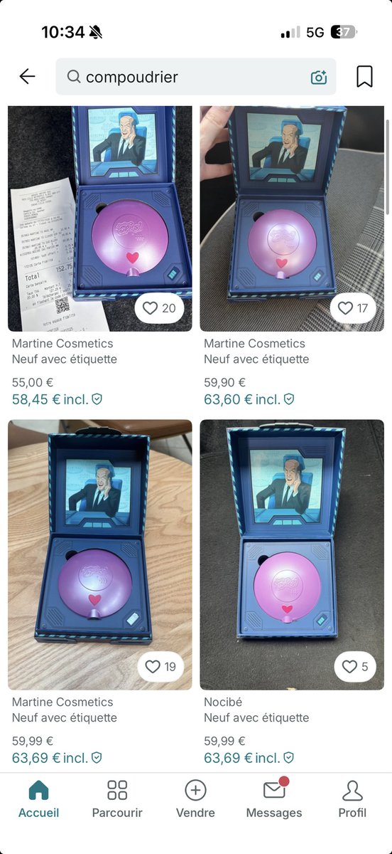 Tlodiie's tweet photo. MDR le compoudrier Martine Cosmetics x Totally spies déjà sur Vinted !!!!!?!!?! Je savais que même pour ça les gens allaient scalp c’est trop grave! https://t.co/bMQAe2Tl24