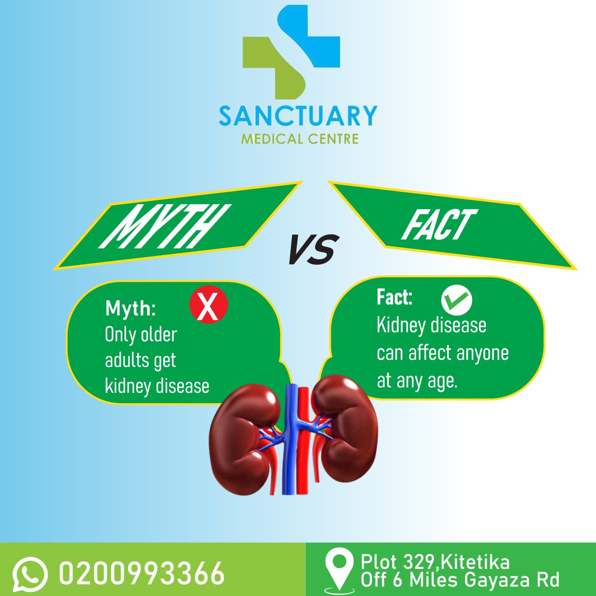 SMC_UG's tweet photo. Think kidney disease only affects older people? Think again. 

Your kidneys matter at every stage of life. Learn the facts, know your risk, and protect your health. 

#KidneyHealth #KidneyDisease #MedicalExcellenceAndCare #SanctuaryMedicalCentre https://t.co/zva49JA5RR