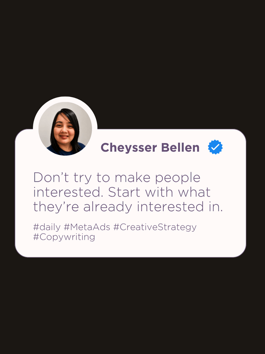 cheysserbellen's tweet photo. A small shift in how you write can make a big difference.
Write from your reader’s point of view, not yours. #daily #MetaAds #CreativeStrategy #copywriting https://t.co/4hWVicdghG