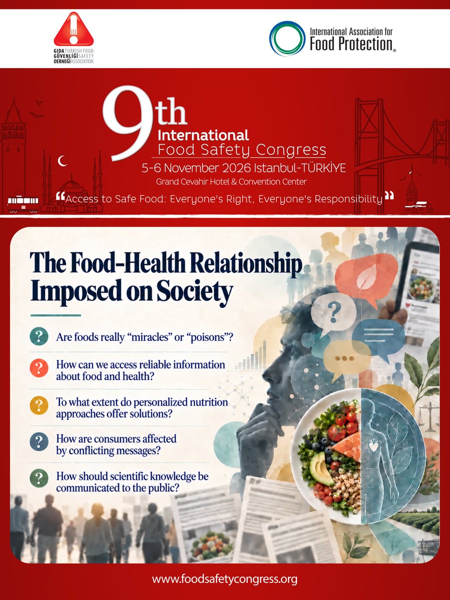 GidaGuvenligi's tweet photo. 📅 November 5–6, 2026
📍 Grand Cevahir Hotel &amp; Convention Center, Istanbul

#FoodAndHealth #ConsumerPerception #FoodSafety #FoodSafetyCongress #InternationalFoodSafetyCongress

https://t.co/77EstlTORQ https://t.co/FTSQJzxTcd