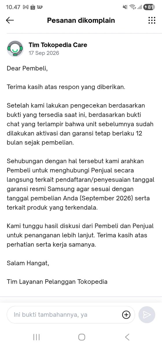 mus_riph's tweet photo. Aneh banget asli, pas di komplain dan lampirkn bukti barang cacat dan garansi sdh aktif sejak Juni @tokopedia malah bilang barang segel. Giliran dikirimin bukti chat barang repack malah bilang chat penjual sampaikan garansi 12 bulan. Aneh pdhl udah ada bukti. @YLKI_ID https://t.co/kQ5d2K9z3j