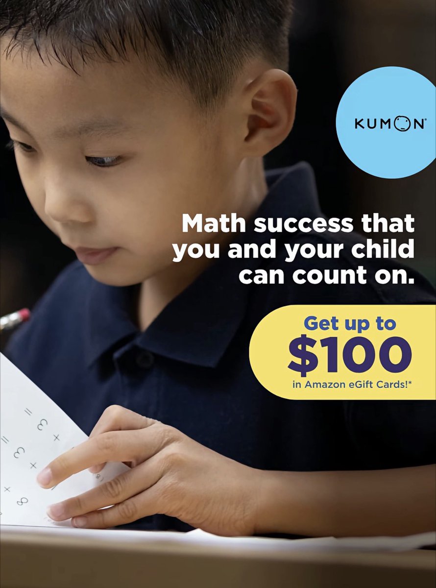 kumonshp's tweet photo. Help your child start strong in math. Kumon's step-by-step approach builds counting, number recognition, and confidence from an early age. Enroll now and get up to $100 in Amazon eGift Cards. 
#kumonshplv 
#kumonshp 
#kumonsouthernhighlandslasvegas https://t.co/SVZNGlROsR