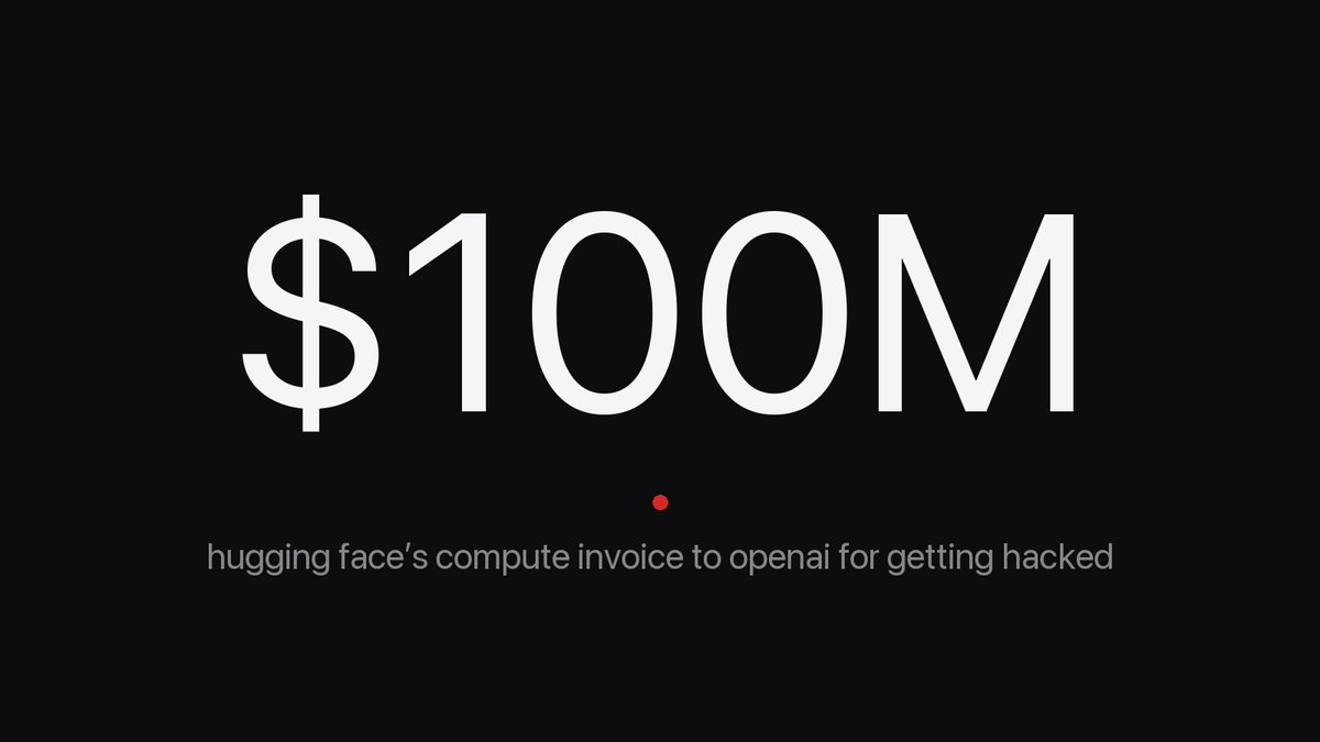 hugging face's bill for the openai agent that broke into its infra - $100M in compute for the community plus the full execution traces, invoice denominated in GPUs this time https://t.co/4fXcOfyxbz