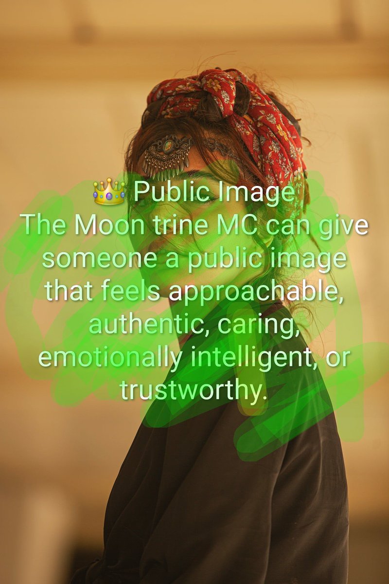 GainGoals's tweet photo. 👑 Public Image
The Moon trine MC can give someone a public image that feels approachable, authentic, caring, emotionally intelligent, or trustworthy. #MoonTrineMC #MoonTrineMidheaven #Midheaven #MC #Astrology #AstrologyAspects #NatalChart #BirthChart #AstrologyReading #AstrologyMeaning #AstrologyExplained #MoonInAstrology #CareerAstrology #CareerPath #LifePurpose #Destiny #DivineTiming #Intuition #EmotionalIntelligence #SpiritualGrowth #SelfDiscovery #InnerWisdom #CosmicEnergy #AstrologyCommunity #Zodiac #CelestialEnergy #Manifestation #HealingJourney #SpiritualAwakening #MysticalAstrology #AstroTok #AstrologyTikTok #AstrologyReels #AstrologyYouTube #CosmicGuidance