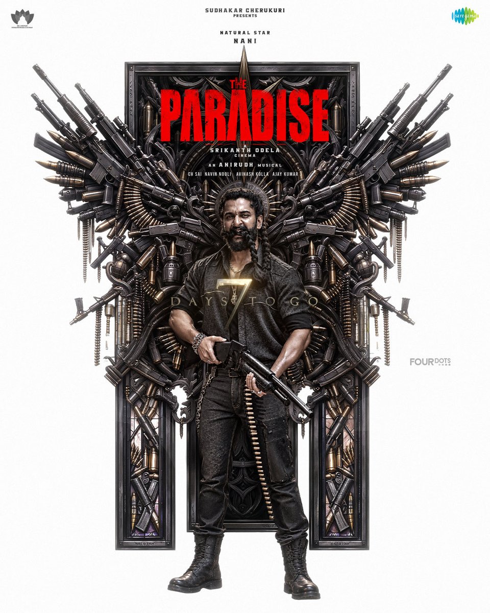IamDeepRd's tweet photo. 7 DAYS TO GO #TheParadise  🔥🔥

GRAND RELEASE WORLDWIDE ON 24.09.26.

@TheParadiseOffl @nameisnani  @odela_srikanth @sudhakarcheruk5 @anirudhofficial @SLVCinemasOffl https://t.co/VLgwfdTOAo
