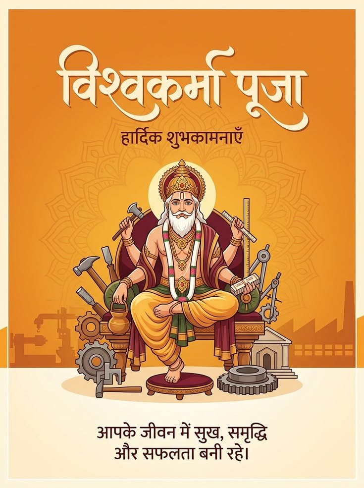IamSPM2425's tweet photo. With the grace of Lord Vishwakarma, May you be blessed with skills and creativity on this auspicious day. 
#VishwakarmaPuja https://t.co/t14oOeSeN4