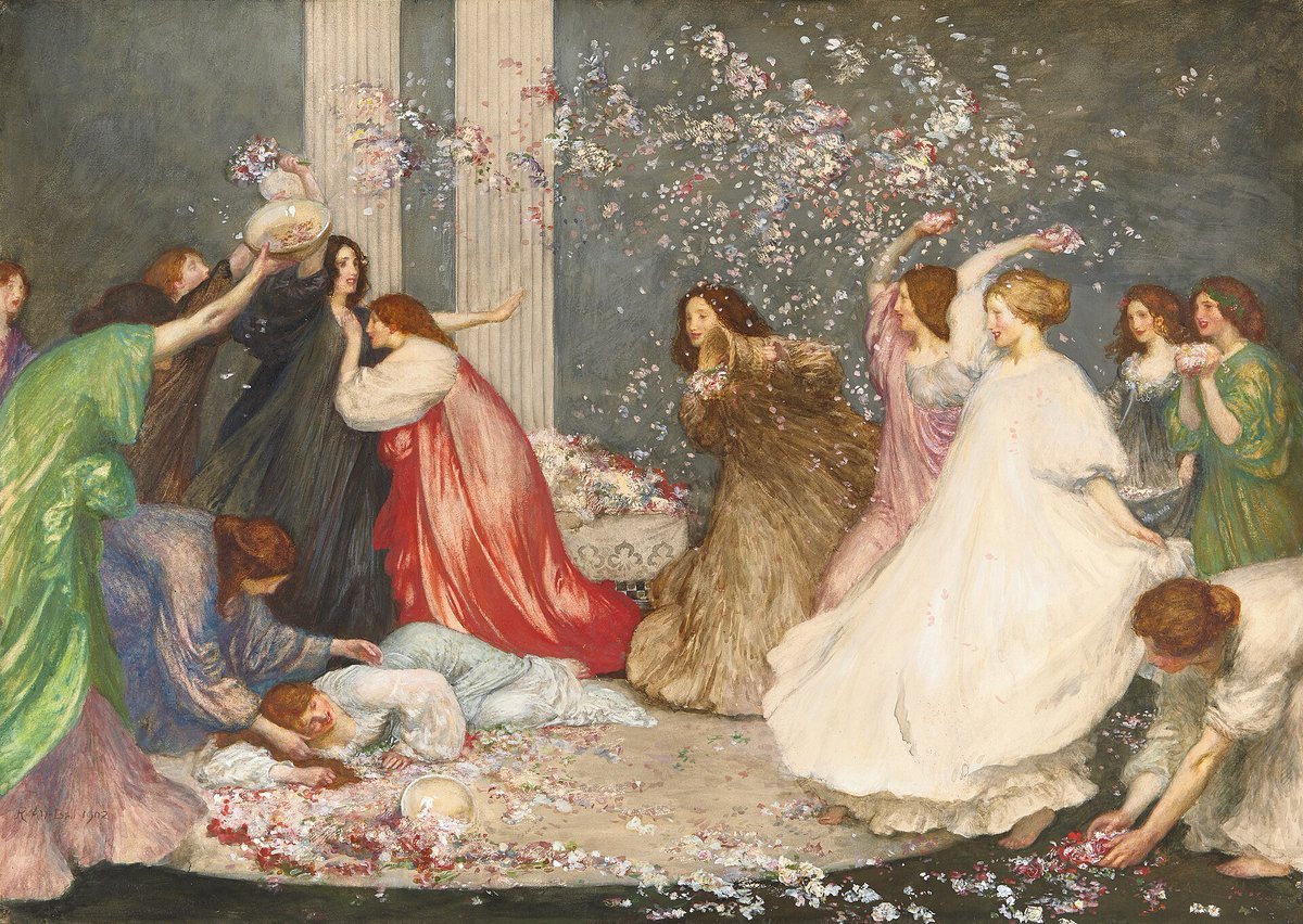 arte__foto's tweet photo. Batalla de las Flores, 1902,  
Robert Anning Bell (británico, 1863–1933). https://t.co/Zc1QjpWfUX