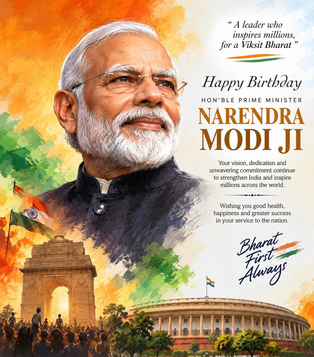 MeherRamesh's tweet photo. A heartfelt salute and my warmest birthday wishes to Hon’ble Prime Minister 
Shri @narendramodi Ji 🙏🏼
Your journey is marked by dedication, determination and an unwavering commitment to BHARAT 🇮🇳 

May every new dawn bring you renewed energy, and may your birthday be filled with the love, respect and blessings of millions.
#SevaSankalpAbhiyan #SevaKe25Varsh 
#AtmanirbharBharat #ViksitBharat #AshirvadKaDiya 🪔