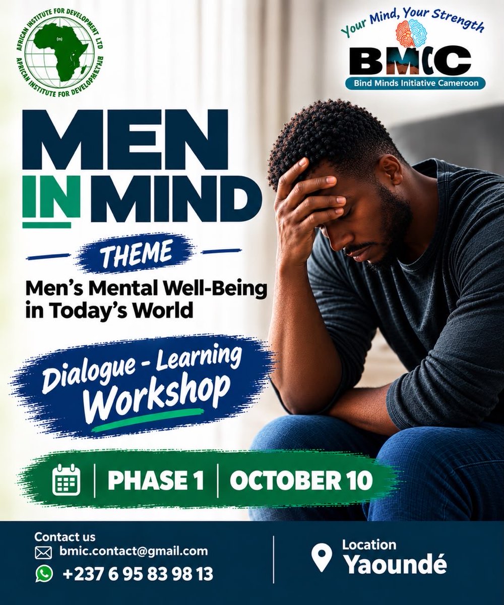 BMICFellowship's tweet photo. Men mental’s wellbeing in Today’s world, What do you think men handle their mental health… Registration link below, together let’s have this discussion… @WHO @UNOCHA @Refugees 
https://t.co/Z0l16oZFXv https://t.co/T752mM9WhK